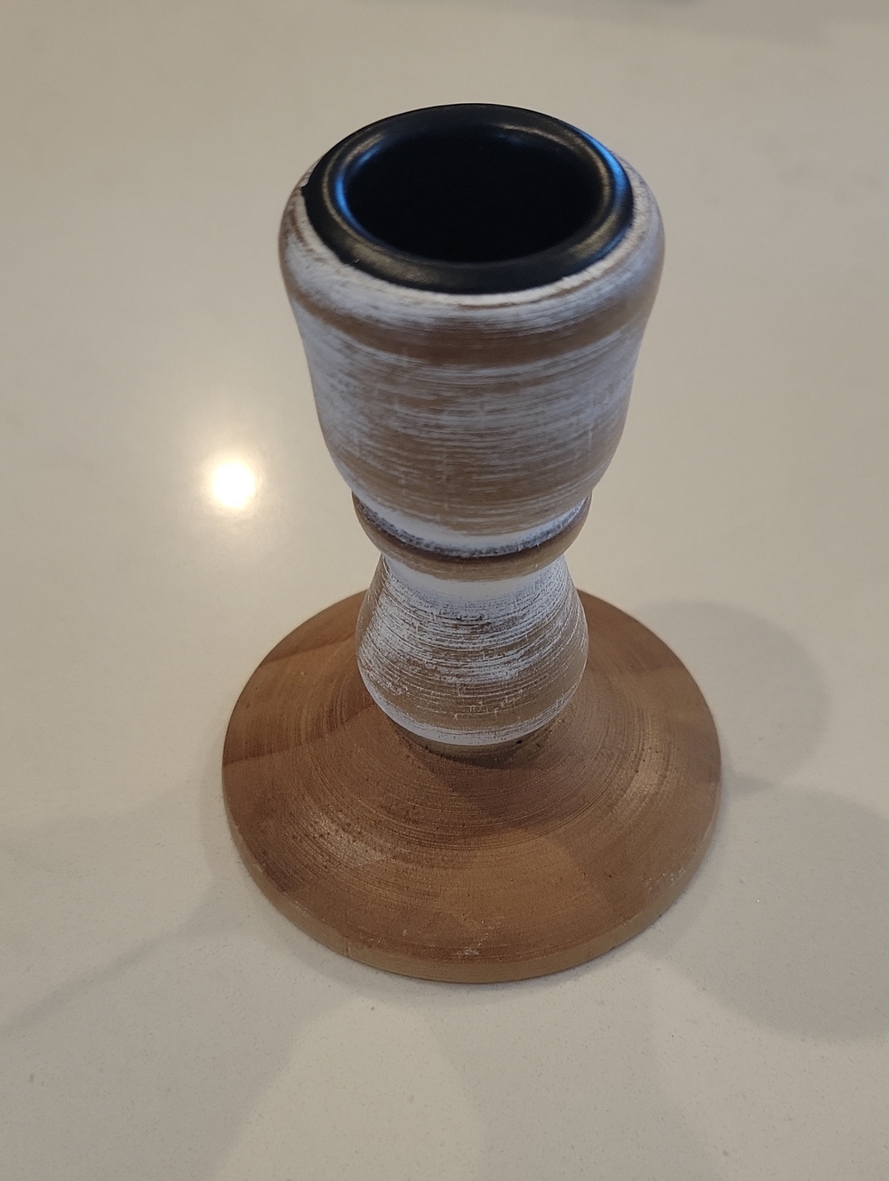 Single Wooden Candlestick Holder